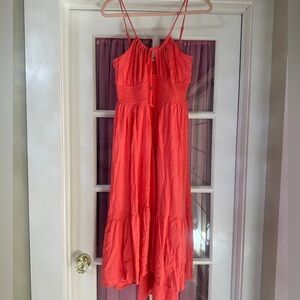 Iris Coral Strappy Midi Dress